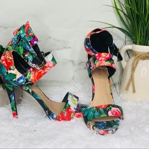 JUSTFAB FLORAL HEELED SANDAL
